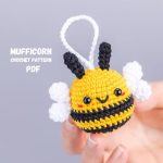Crochet pattern Bee, Amigurumi pattern bee keychain, Crochet bumble bee car hanger pattern, Crochet animals pattern, Bee decor pattern
