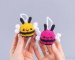Crochet pattern Bee, Amigurumi pattern bee keychain, Crochet bumble bee car hanger pattern, Crochet animals pattern, Bee decor pattern - Image 7
