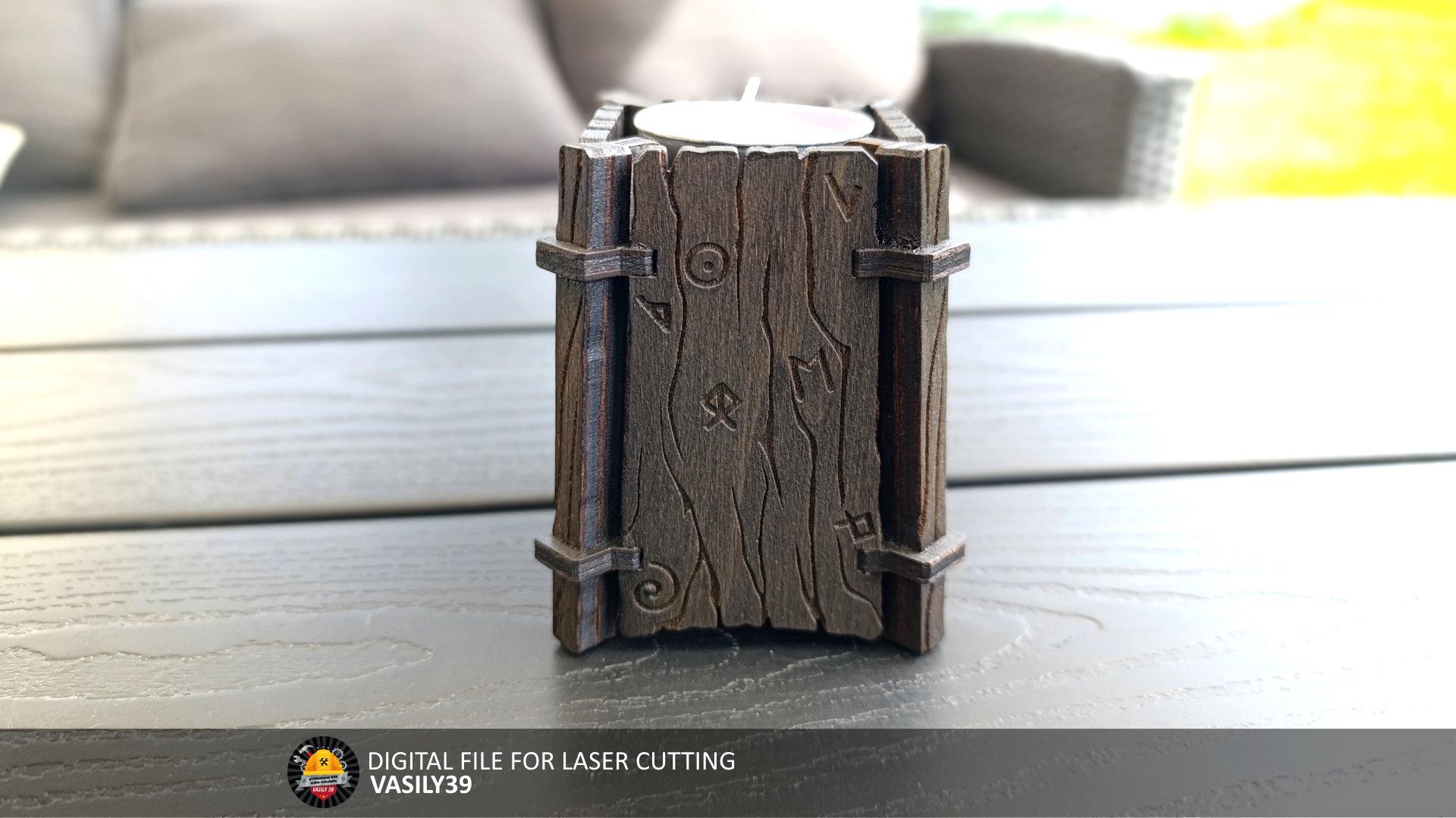 il_fullxfull.6937389393_o8y7.jpg Rustic Tea Light Candle Holder, Laser Cut Files (SVG, PDF, CDR) - Image 1