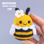 Crochet patterns bundle: amigurumi bee keychains & Crochet bee gnome, Crochet pattern bumble bee car hanger, Crochet animals pattern - Image 4