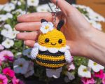 Crochet patterns bundle: amigurumi bee keychains & Crochet bee gnome, Crochet pattern bumble bee car hanger, Crochet animals pattern - Image 9