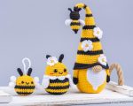 Crochet patterns bundle: amigurumi bee keychains & Crochet bee gnome, Crochet pattern bumble bee car hanger, Crochet animals pattern - Image 2