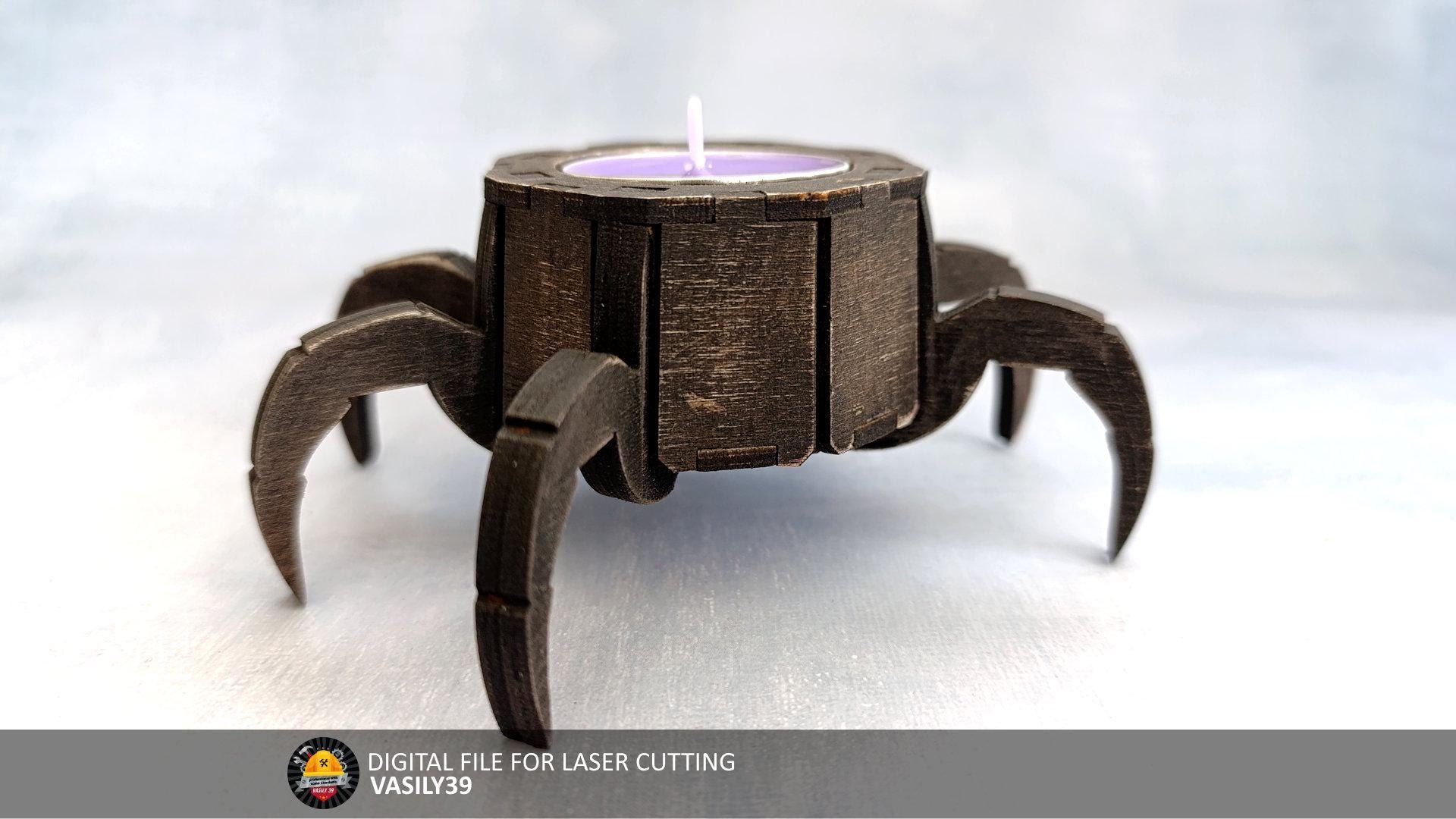 il_fullxfull.7011950804_5ikk.jpg Spider Tea Light Candle Holder, Laser Cut Files (SVG, PDF, CDR) - Image 1