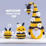 Crochet patterns bundle: amigurumi bee keychains & Crochet bee gnome, Crochet pattern bumble bee car hanger, Crochet animals pattern