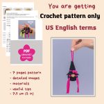 Crochet patterns Halloween witch gnome keychain, Crochet Halloween gnome witch amigurumi pattern,  Halloween decor, Crochet keychain pattern - Image 2