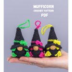 Crochet patterns Halloween witch gnome keychain, Crochet Halloween gnome witch amigurumi pattern,  Halloween decor, Crochet keychain pattern