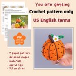 Crochet pattern pumpkin, Halloween crochet pumpkin amigurumi pattern, Thanksgiving pumpkin crochet ornament, Thanksgiving crochet decor - Image 2