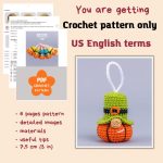 Crochet patterns Amigurumi Halloween gnome pumpkin, Crochet keychain pumpkin gnome pattern, Halloween ornaments, Thanksgiving gifts - Image 2