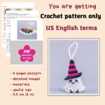 Halloween Crochet pattern ghost keychain, Crochet ghost pattern, Crochet Halloween amigurumi pattern, Easy Halloween glow yarn pattern - Image 4