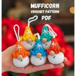 Crochet pattern Christmas gnome ornaments with snowflake, Crochet gnome decor amigurumi pattern, Easy crochet pattern, Crochet ornament
