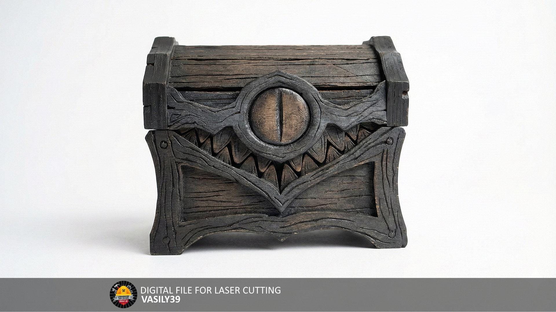 il_fullxfull.7494912820_ght1.jpg Mimic Chest 00266 Laser Cut Files: SVG, PDF, CDR (Digital Product) - Image 1