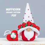 Crochet patterns Gnome with heart and roses by Mufficorn, Valentine gnome amigurumi pattern, Crochet Holiday gnome PDF pattern (US English)