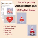 Crochet Pattern Valentine Gnomes Keychain PDF – Amigurumi Gnome Couple with crochet hearts - Image 2