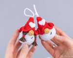 Crochet Pattern Valentine Gnomes Keychain PDF – Amigurumi Gnome Couple with crochet hearts - Image 5