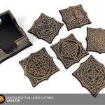 Coaster set 00278. Laser cut files SVG, PDF, CDR Digital product