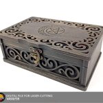 Witchy Tarot Card Box Laser Cut, Pentagram Moon Celtic Jewelry Box (Digital)