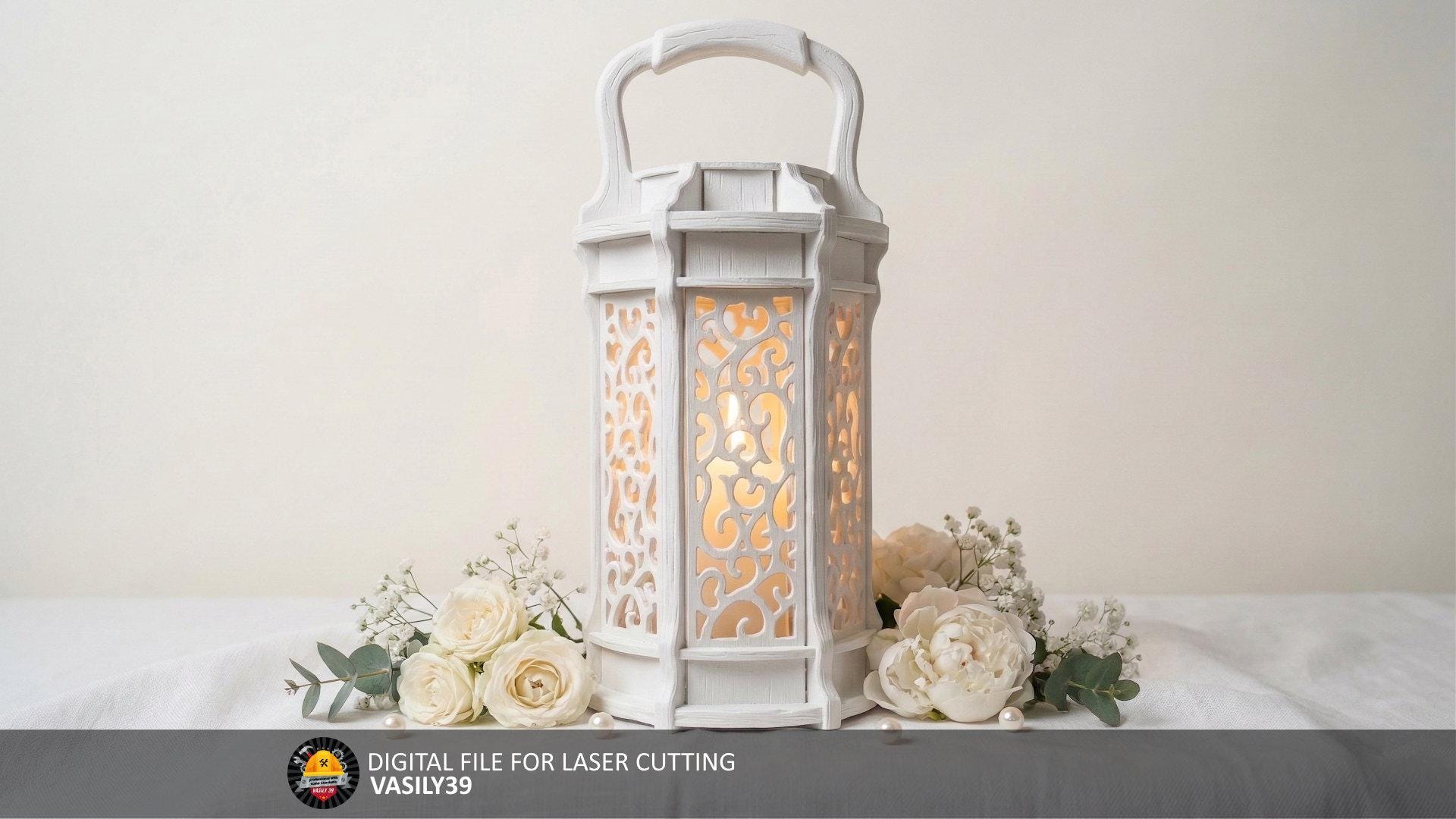 il_fullxfull.7828025347_8oly.jpg Laser Cut Lantern SVG, Wooden Candle Holder Template, Decorative Lamp File (Digital Download) - Image 1