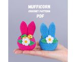 Crochet patterns Bunny ears Easter basket, Crochet amigurumi flower bunny candy keeper pattern, Easter bunny decor PDF