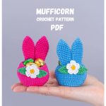 Crochet patterns Bunny ears Easter basket, Crochet amigurumi flower bunny candy keeper pattern, Easter bunny decor PDF