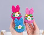 Crochet patterns Bunny ears Easter basket, Crochet amigurumi flower bunny candy keeper pattern, Easter bunny decor PDF - Image 12