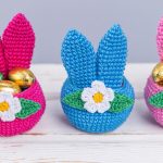 Crochet patterns Bunny ears Easter basket, Crochet amigurumi flower bunny candy keeper pattern, Easter bunny decor PDF - Image 7