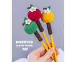 Crochet Apple Pencil Topper Pattern PDF | Back to School Gift | Teacher Gift Idea | Amigurumi Apple Pencil Topper | Easy Crochet Pattern