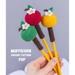 Crochet Apple Pencil Topper Pattern PDF | Back to School Gift | Teacher Gift Idea | Amigurumi Apple Pencil Topper | Easy Crochet Pattern
