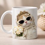 Cute Cat Mug with Sunglasses, Funny Cat Coffee Mug, Aesthetic Cat Lover Gift, Vintage Scarf Cat Cup, Cute Animal Mug Gift for Her - Image 7
