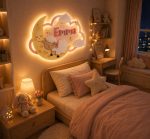 Personalized Baby Name LED Wall Light – Bunny Moon Nursery Decor, Laser Cut Kids Room Lamp Digital Download - Image 2