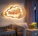Personalized Baby Name LED Wall Light – Bunny Moon Nursery Decor, Laser Cut Kids Room Lamp Digital Download - Image 5