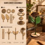 Sunflower Laser Cut SVG | 3D Wooden Flower Template | Glowforge Files | DIY Floral Decor - Image 2