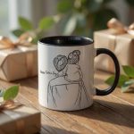 Happy Father’s Day Mug, Custom Family Sketch Mug, Personalized Coffee Mug for Dad, Cute Dad Gift, Modern Minimalist Mug