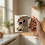 Cute Cat Mug with Sunglasses, Funny Cat Coffee Mug, Aesthetic Cat Lover Gift, Vintage Scarf Cat Cup, Cute Animal Mug Gift for Her - Image 2