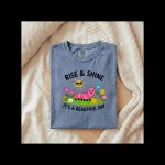 Rise & Shine It’s a Beautiful Day Shirt, Cute Caterpillar Graphic Tee, Funny Aesthetic T-Shirt, Gift for Her, Happy Positive Vibes Shirt - Image 3