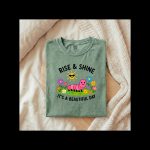 Rise & Shine It’s a Beautiful Day Shirt, Cute Caterpillar Graphic Tee, Funny Aesthetic T-Shirt, Gift for Her, Happy Positive Vibes Shirt - Image 4
