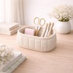 Quilted Oval Organizer STL File, Desk Storage Container, Minimalist Vanity Organizer, 3D Print Digital Download