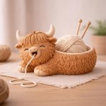 Yarn Buddy Highland Cow STL File, Cute Crochet Yarn Holder, Knitting Organizer, 3D Print Digital Download