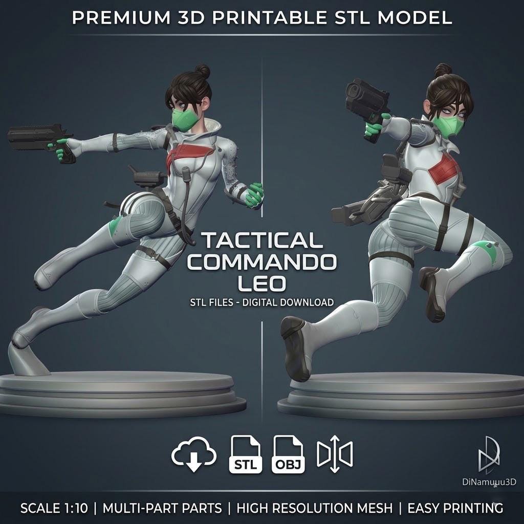 il_fullxfull.8040248210_arhs.jpg Wraith Apex Legends STL File for 3D Printing, HP Game Character Figure, Anime Style Sci-Fi Girl Model, Digital Download - Image 1