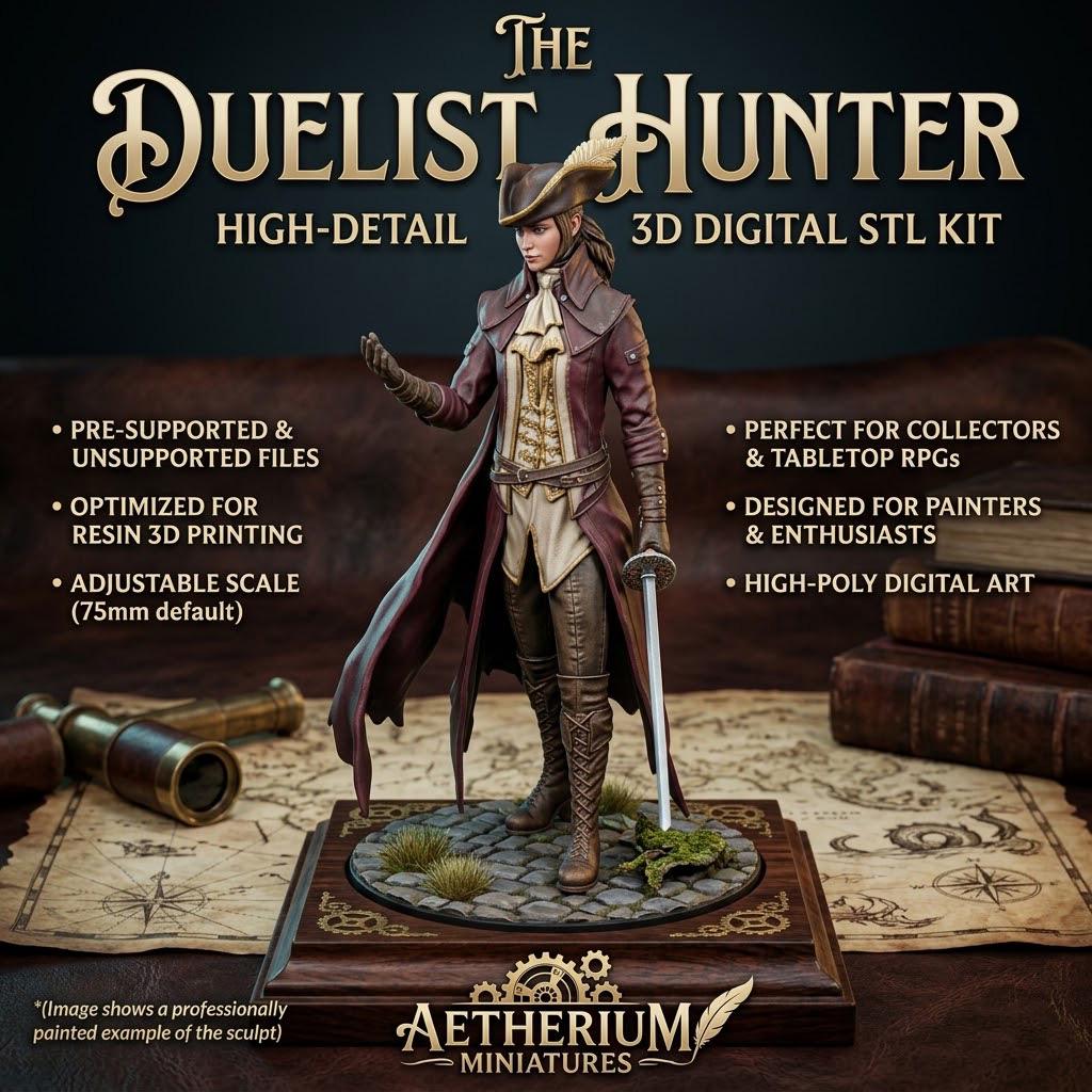 il_fullxfull.8040370828_m9ur.jpg Lady Maria Bloodborne STL File for 3D Printing, Gothic Female Hunter Figure, Dark Fantasy Collectible Model, Digital Download STL & OBJ - Image 1