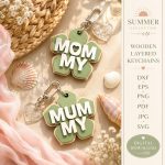 Mother's Day Keychains SVG Bundle | Laser Cut Keychain Files | Gift for Mom Templates | Glowforge Cricut CNC Instant Download - Image 9
