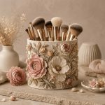 Floral Makeup Brush Holder STL File, Elegant Vanity Organizer 3D Print, Cute Cosmetic Storage Decor, Instant Digital Download