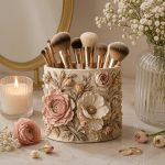Floral Makeup Brush Holder STL File, Elegant Vanity Organizer 3D Print, Cute Cosmetic Storage Decor, Instant Digital Download - Image 4