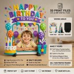 Kids Birthday Photo Frame STL File, Cute 3D Print Picture Frame, Personalized Birthday Party Decor, Instant Digital Download