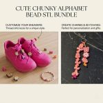 Soft Script Alphabet Bead STL Bundle, Cute Letter Beads 3D Print File, Personalized Jewelry Charm Set, Instant Digital Download - Image 12