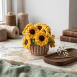 Sunflower Coaster Pot Crochet Pattern PDF | Cute Flower Coaster Set with Basket | Handmade Home Decor | Beginner-Friendly Crochet Pattern - Image 5