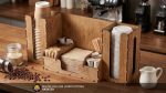 Coffee Station Organizer Laser Cut File, Coffee Bar Decor Plan, Plywood Coffee Syrup Cup and Lid Holder Svg, Cafe Countertop Storage Caddy