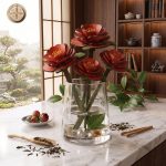 3D Red Camellia Wooden Puzzle | DIY Flower Building Kit | Laser Cut Wood Floral Model | Handmade Desk Decor | Everlasting Gift for Her