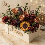 3D Wooden Flower Box Gift - Personalized Wood Floral Arrangement - Forever Flowers for Birthday, Anniversary, or Mother’s Day