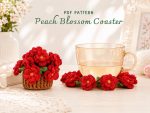Crochet Peach Blossom Coaster Pattern PDF, Floral Coaster Crochet Pattern, Spring Home Decor, Instant Download