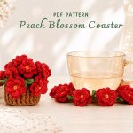 Crochet Peach Blossom Coaster Pattern PDF, Floral Coaster Crochet Pattern, Spring Home Decor, Instant Download